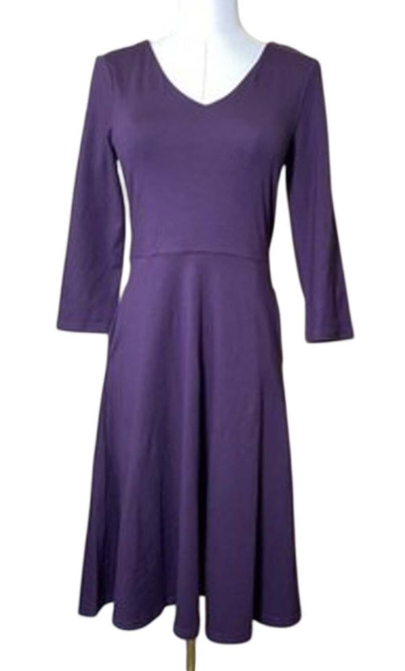Pact Organic Cotton Fit & Flare Midi Dress in purple Size XS Organic Cotton